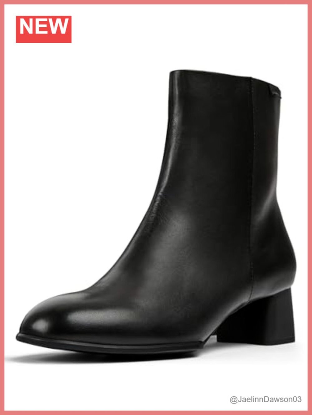 Leather Block Heel Bootie with Side Zipper and Cushioned Insole